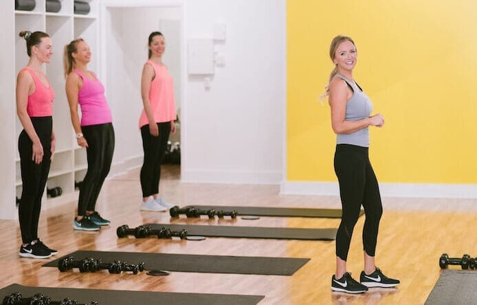 Holly Roser teaching an H-Method class in her Bay Area gym.